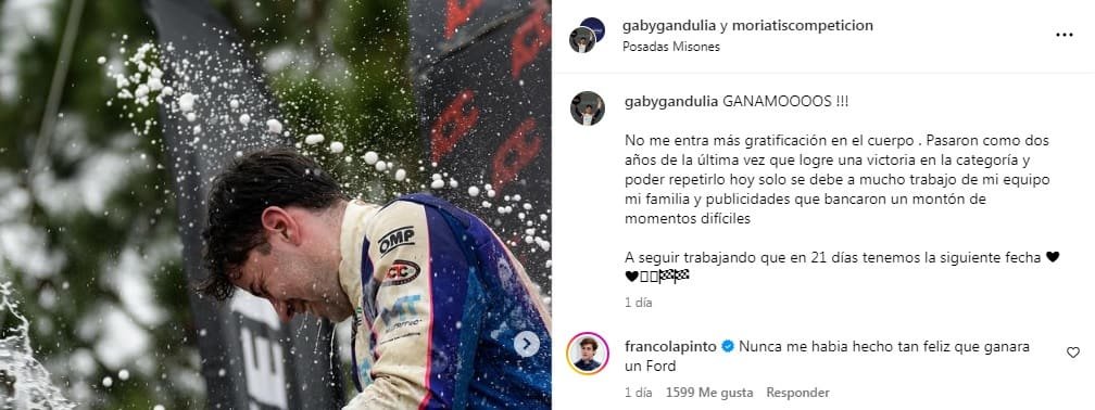 ¿Corazón ovalado?: Colapinto, feliz por el éxito de un Ford 4 Gandu Cola 2