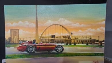 Daniel Sonzini: el automovilismo hecho obra de arte 5 Fangio y el Gálvez, una de las obras de Sonzini