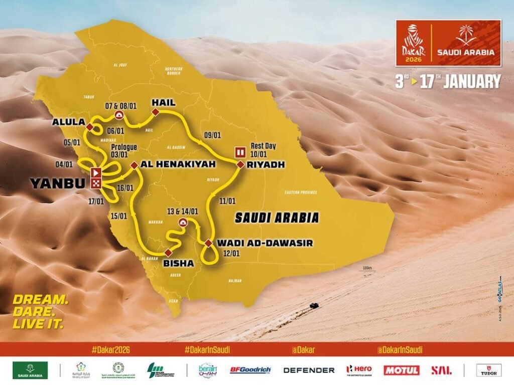 Arranca el desafío: dos semanas de emoción en Arabia Saudita 3 Dakar mapa