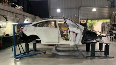 El auto de Spataro en el taller