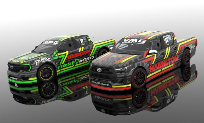 Las Ford Ranger y Toyota Kilux del equipo de Ian Reutemann de TC Pick Up