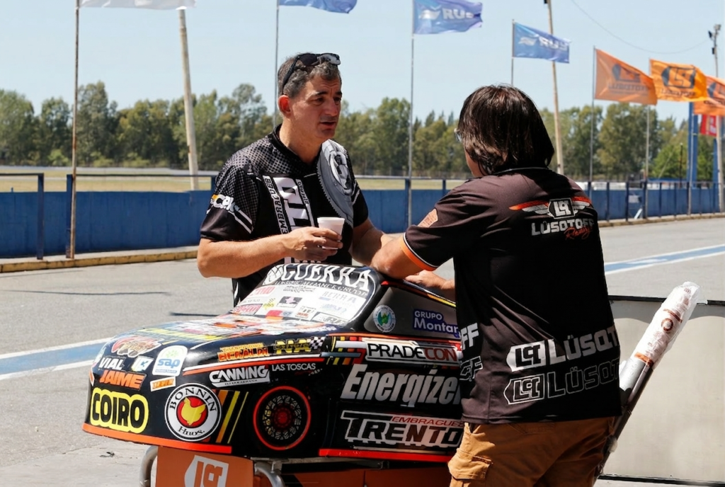 Juan Domingo González en los boxes del TC