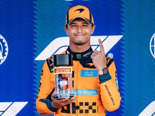 Lando Norris celebra el 1 en la qualy Sprint del Miami GP