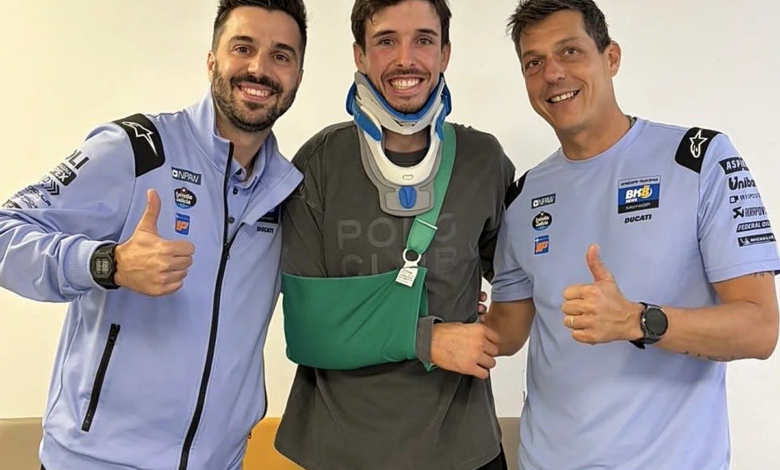 MotoGP: La “enfermería” Márquez no tiene respiro 1 Alex Marquez junto a dos integrantes de su equipo
