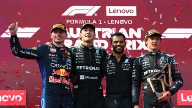 El podio del GP de Austria con la victoria de Russell