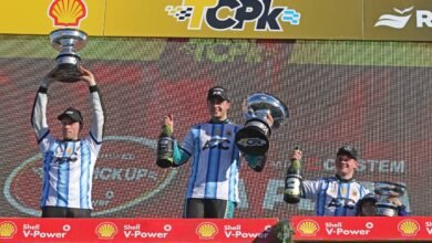 El podio de la sTC Pick Up en La Plata con Dianda como ganador
