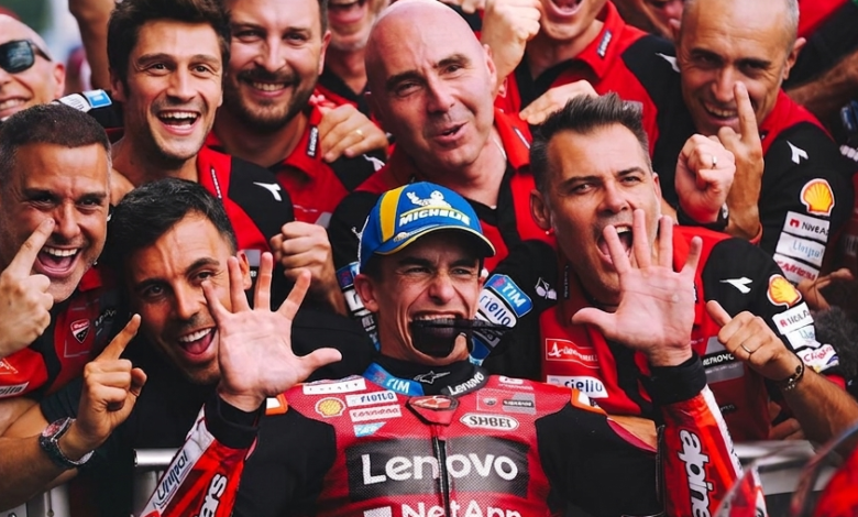 MotoGP: Dominio absoluto de Marc Márquez en Alemania 1 Marc Marquez festeja con Ducati la décima victoria en Alemania en la categoría reina