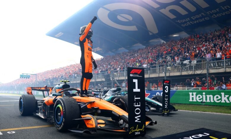 Norris celebra la victoria en el GP de Países Bajos