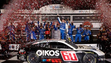 Ryan Preece celebra la victoria de la NASCAR Cup en Daytona